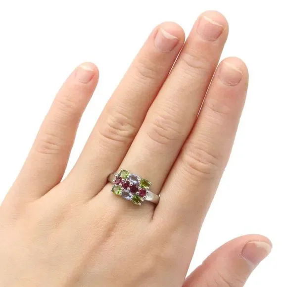 Peridot, Topaz & Tourmaline in a 925 SS Filled Ring (6) - Picture 7 of 10